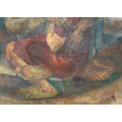 Tableau \"Couple enlacé\" monogrammé RB 67