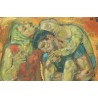 Tableau \"Trio paysan\" signé monogrammé RB 65
