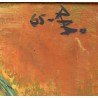 Tableau \"Trio paysan\" signé monogrammé RB 65