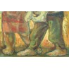 Tableau \"Trio paysan\" signé monogrammé RB 65