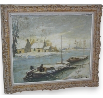 Painting "Barges in the snow"
