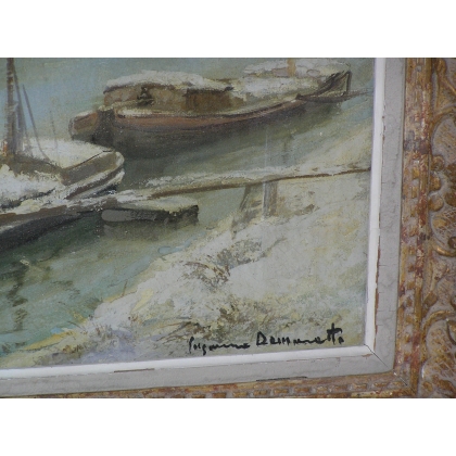 Paintings | Painting: ‘Barge in Winter’. Moinat SA  – Antiques and home décor