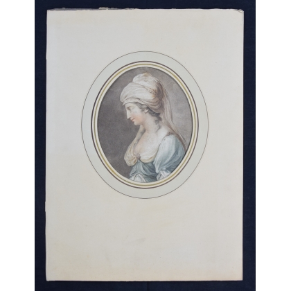 Gravure aquarellée "Zemire" par CIPRIANI