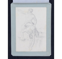 Dessin "Deux hommes" signé REY 1814