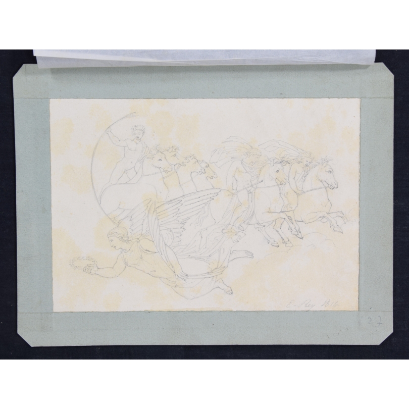 Drawing entitled ‘Mythological Scene’, signed E. REY, 1814