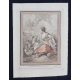 Gravure "Jeune fille au chien" par HUET