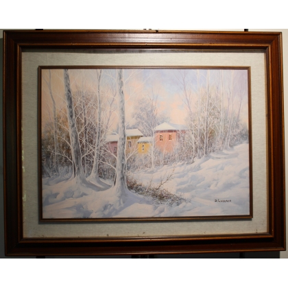 Tableau \"Paysage de neige\" signé D. LAZZARO