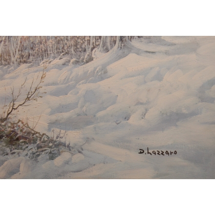 Tableau \"Paysage de neige\" signé D. LAZZARO