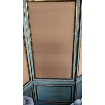 Louis XVI-style folding screen in beige lacquered wood