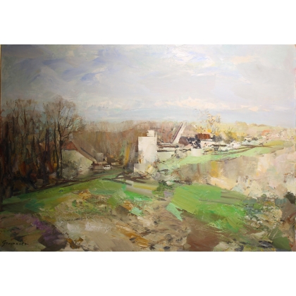 Tableau \"Campagne Vaudoise\" signé GROUNAUER
