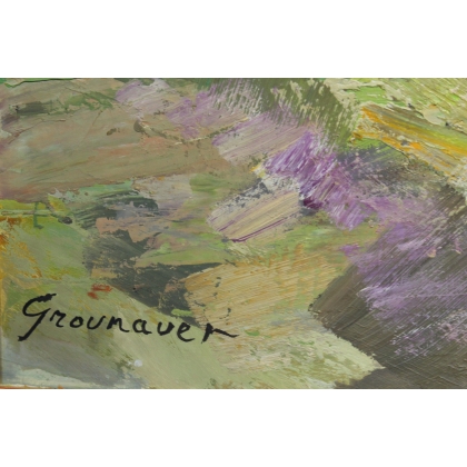 Tableau \"Campagne Vaudoise\" signé GROUNAUER