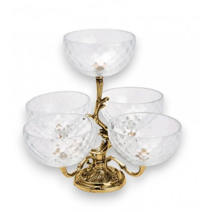Baroque candle holder with 5 glass cups