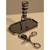 Chrome-plated brass candle holder and wick trimmer
