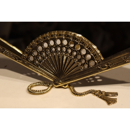 Miroir de table éventail en laiton poli