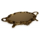 Plateau miroir baroque en laiton poli, grand