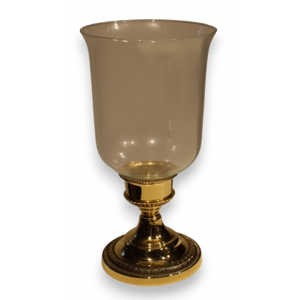 Polished brass and glass candle holder