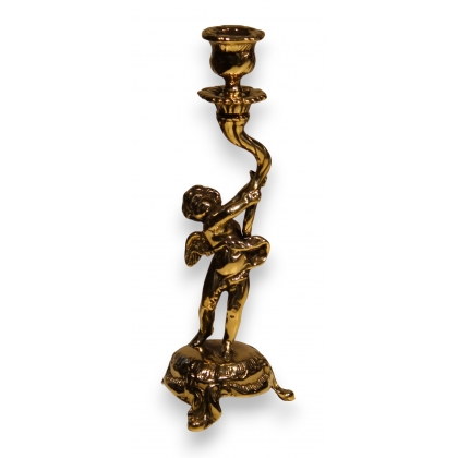"Angel" candle holder in polished brass