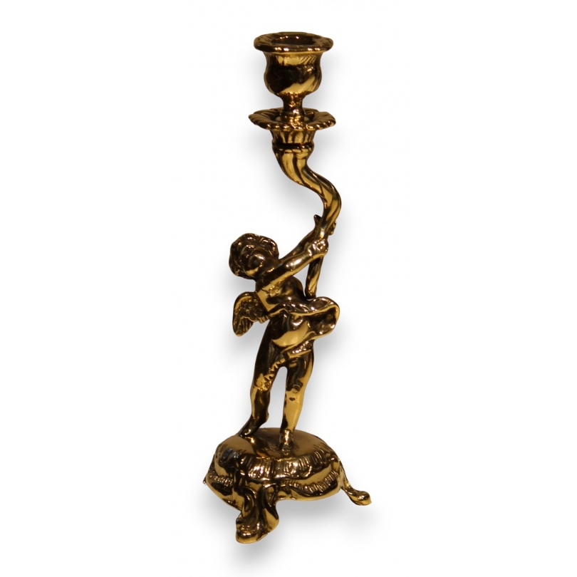 "Angel" candle holder in polished brass