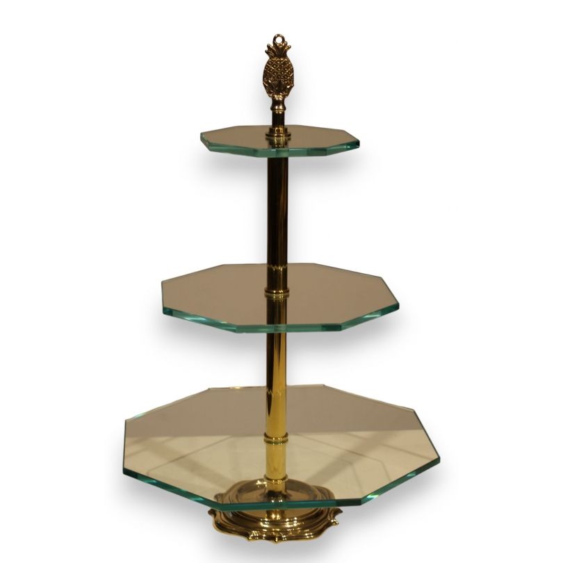 3-tier glass and brass display stand – Pineapple