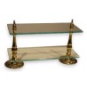Oriental glass and brass shelf