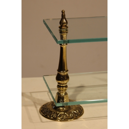 Oriental glass and brass shelf