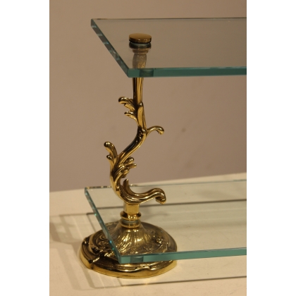 Baroque-style glass and brass shelf