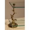 Baroque-style glass and brass shelf