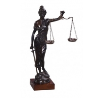 Grande Justice en bronze socle en bois