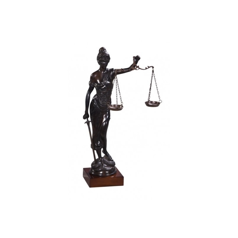 Grande Justice en bronze socle en bois