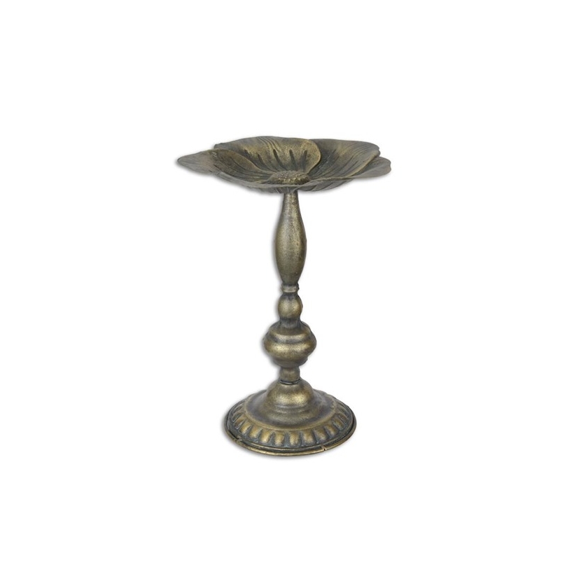 Brown and Gold Floral Bird Bath