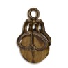 Gold-coloured cast iron and wood pulley