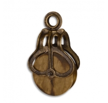 Poulie en fonte dorée et bois