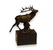 Bronze Cerf socle en marbre