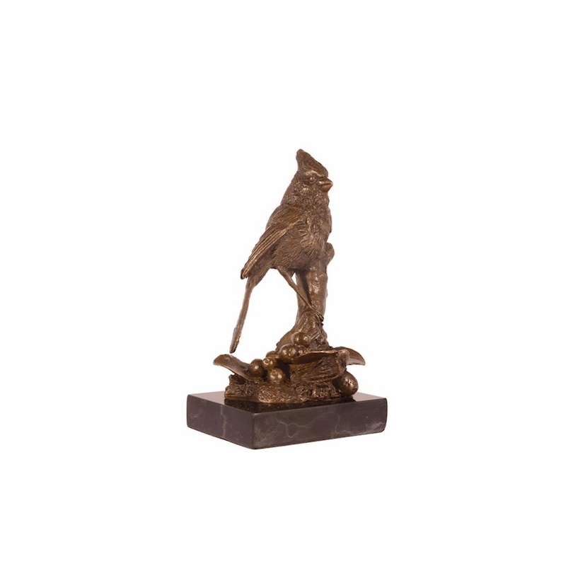 Bronze Cardinal sur une branche socle en marbre