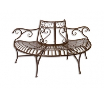 Banc demi-lune en fer peint brun