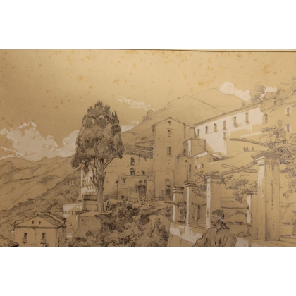 Dessin "Couvent de Salerne" signé VIANELLI