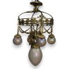 Lustre Art-Nouveau en bronze à 5 lumières