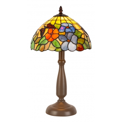 Lampe style Tiffany, décor papillon et fleurs