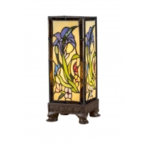 Lampe style Tiffany carrée, décor Iris