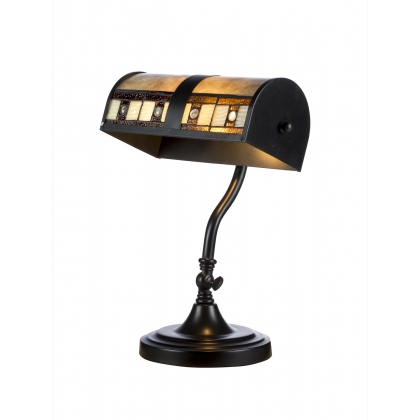 Lampe de bureau style Tiffany, décor géométrique