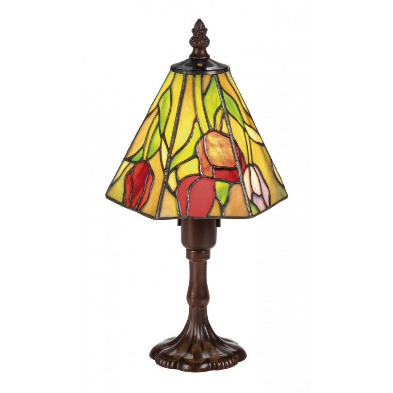 Lampe style Tiffany hexagonale, décor fleur