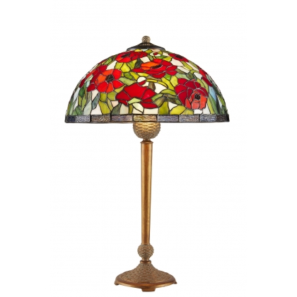 Lampe style Tiffany, décor coquelicots