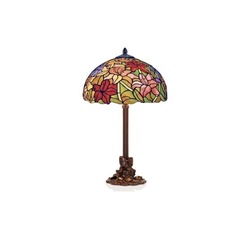 Lampe style Tiffany, décor fleurs