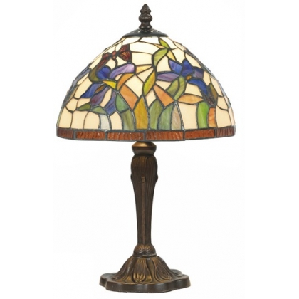 Lampe style Tiffany, décor papillon et iris