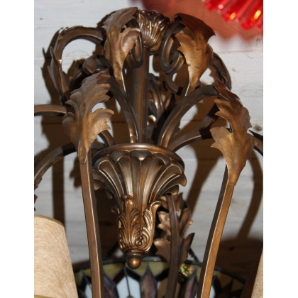 6-light gilded iron chandelier