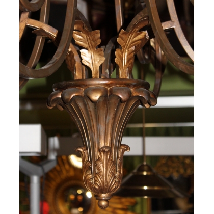 6-light gilded iron chandelier