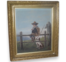 Tableau "Enfant berger, chien"