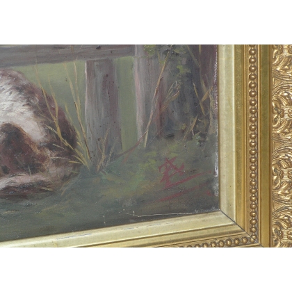 Paintings | Painting: ‘Boy Shepherd, Dog’ by Moinat SA  – Antiques and Decor