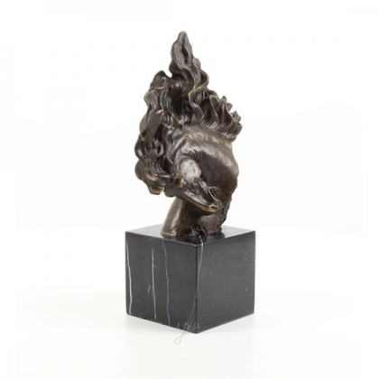Bronze Tête de cheval, socle en marbre noir
