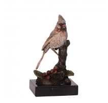 Bronze polychrome Cardinal, socle en marbre